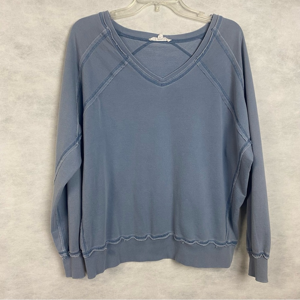 Women's Blue V-Neck Top